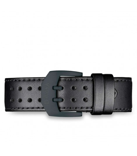 Bracelet cuir noir DavosA Titanium : avec boucle noire