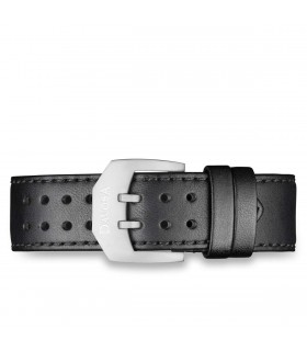 Bracelet cuir noir DavosA Titanium : avec boucle