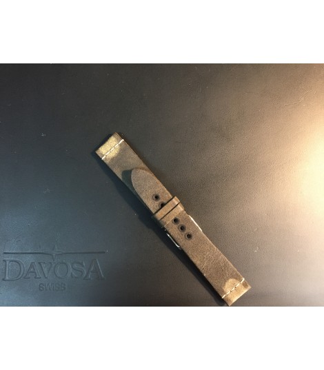 Bracelet cuir Vintage noir Ternos Sixties, Vintage diver : 20mm