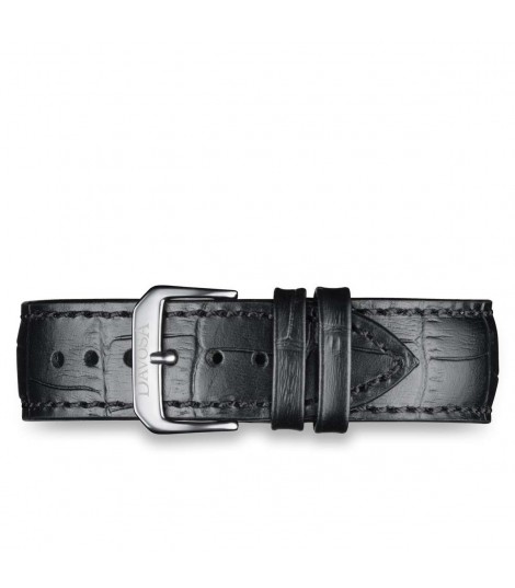 Bracelet Cuir noir DavosA façon crocodile : 20mm