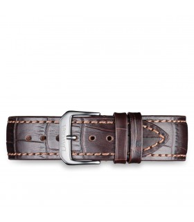 Bracelet Cuir marron DavosA façon crocodile : 20mm