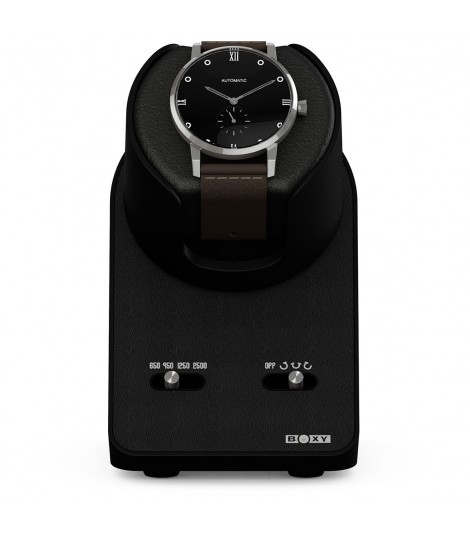 Boxy BLDC Nightstand façon cuir noir : avec adaptateur USB, sans adaptateur secteur