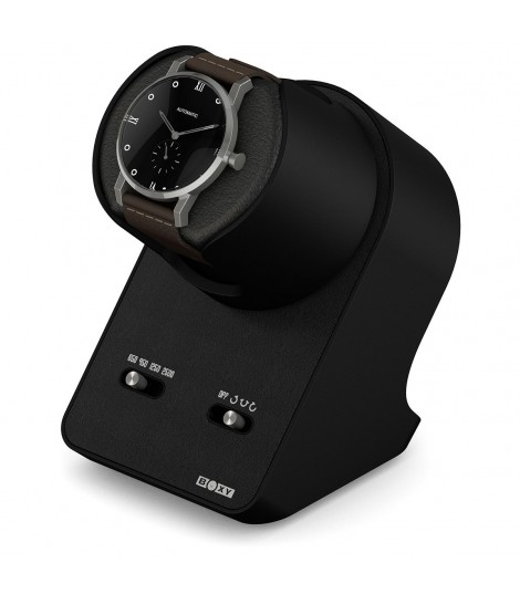 Boxy BLDC Nightstand façon cuir noir : avec adaptateur USB, sans adaptateur secteur