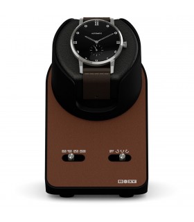 Boxy BLDC Nightstand façon cuir marron : avec adaptateur USB, sans adaptateur secteur