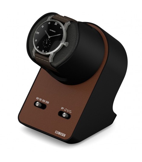 Boxy BLDC Nightstand façon cuir marron : avec adaptateur USB, sans adaptateur secteur