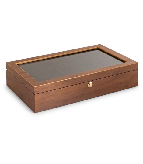 coffret noyer 10 montres avec fenêtre