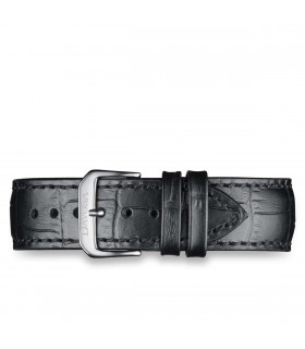 Bracelet Cuir noir DavosA façon crocodile : 16mm