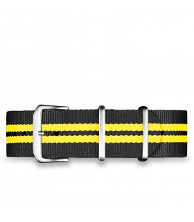 Bracelet nylon noir / jaune 20mm