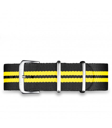 Bracelet nylon noir / jaune 20mm