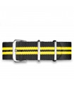 Bracelet nylon noir / jaune 20mm