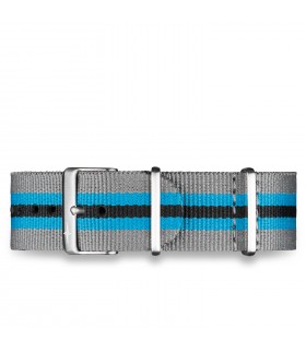 Bracelet nylon gris / bleu 22mm