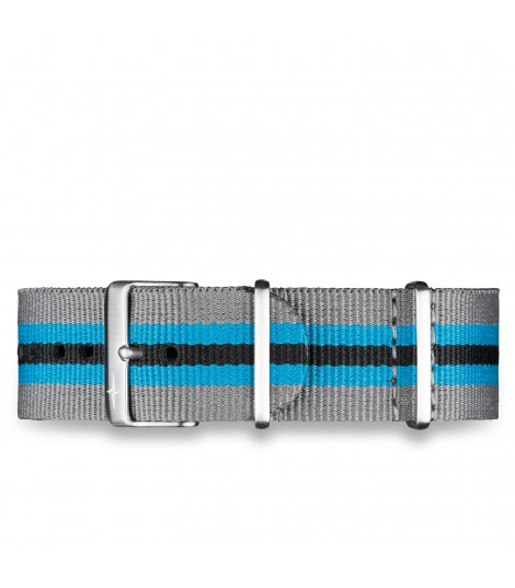 Bracelet nylon gris / bleu 22mm