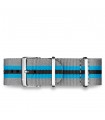 Bracelet nylon gris / bleu 22mm