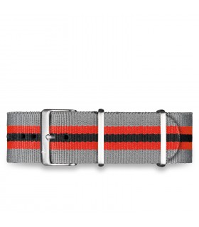 Bracelet nylon gris / rouge 22mm