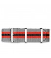 Bracelet nylon gris / rouge 22mm