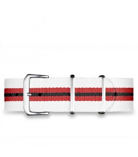 Bracelet nylon blanc / rouge 20mm