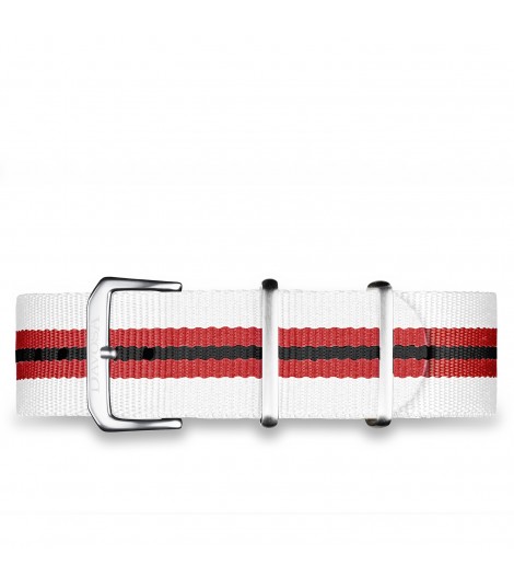 Bracelet nylon blanc / rouge 20mm
