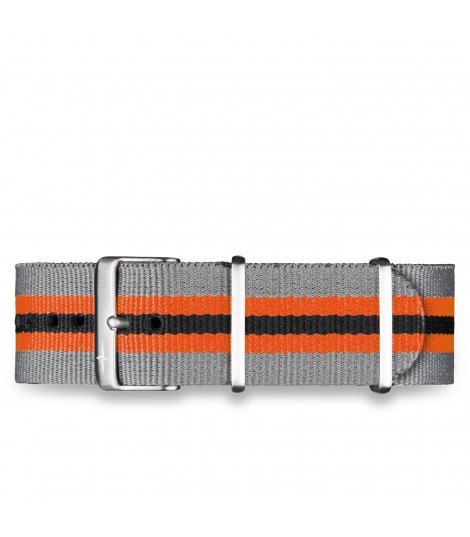 Bracelet nylon gris / orange 22mm